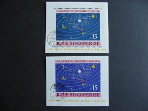 Albania Sc 786 space souvenir sheet both perf and imperf versions CTO