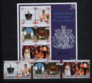 COOK ISLANDS 197\7 ROYALTY/QUEEN ELIZABETH II SET OF 3 PAIRS STAMPS & S/S MNH