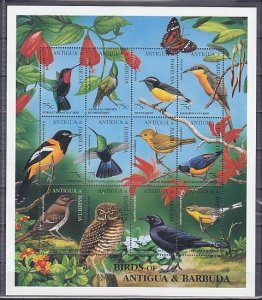 Antigua, Scott cat. 1943 a-l. Birds sheet of 12. ^