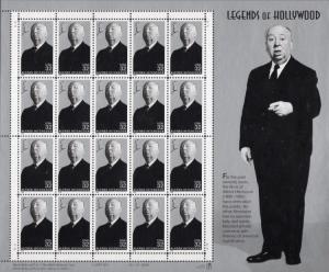 1998 32c Alfred Hitchcock, Legends of Hollywood, Sheet of 20 Scott 3226 Mint NH