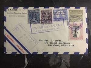 1931 US Consulate Guatemala first flight  cover FFC Miami USA To Costa Rica