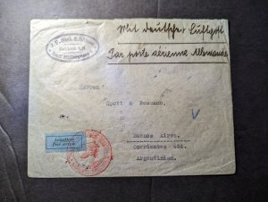 1934 Czechoslovakia Airmail Crash Cover Gablonz to Buenos Aires Argentina