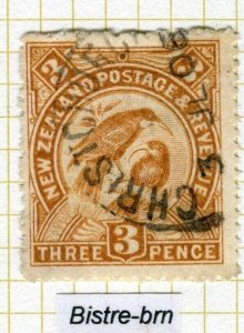 NEW ZEALAND; 1902-09 Wmk. series Perf. 14 fine used Shade of 3d.