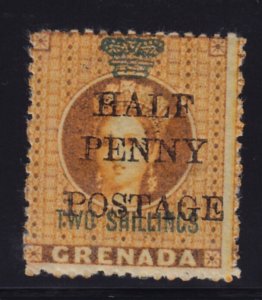 1889 Grenada QV Half Penny Opt On 2/- Orange Revenue SG43 MH *-