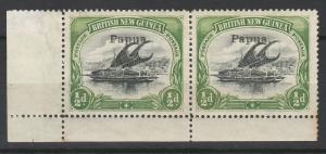 PAPUA 1907 LAKATOI OVERPRINTED SMALL PAPUA 1/2D PAIR HORIZ WMK