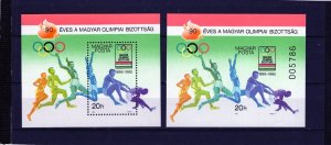 HUNGARY 1985 OLYMPICS SET OF 2 S/S PERF. & IMPERF. MNH