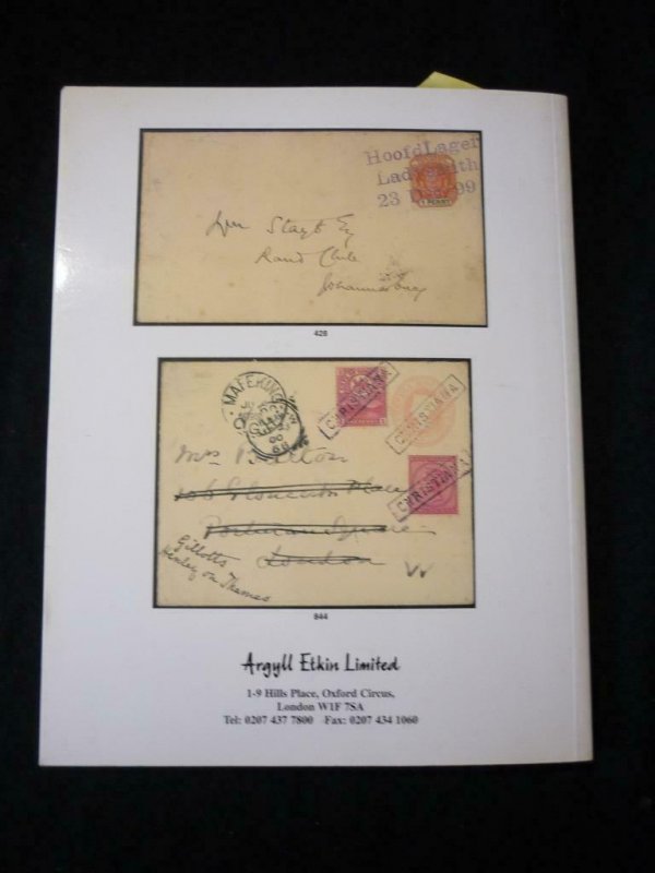 ARGYLL ETKIN AUCTION 2003 WITH STAMPS & POSTAL HISTORY ANGLO-BOER 'KEN GRIFFITH'