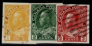 CANADA GV SG259-261, 1924 IMPERF set, FINE USED. Cat £195.