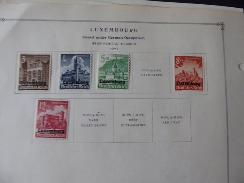 Luxemburg 1874-1966 Stamp Collection on Scott International Stamp Album pages