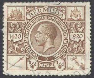 Bermuda Sc# 71 Used 1921 1/2p brown King George V