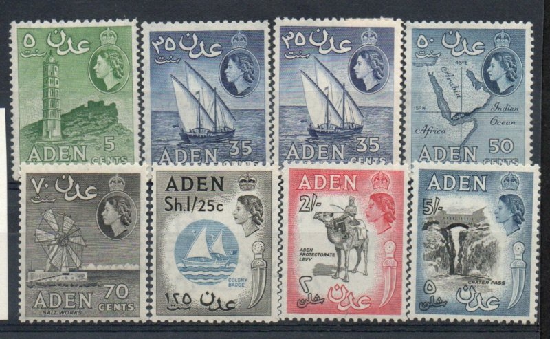 Aden 48b, 52a&b, 53a, 54a, 56, 57A, 58A Mint never hinged