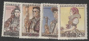 CZECHOSLOVAKIA  1955 Sc 707-10 Mint LH VF,  1st Costume Series, CV $37