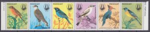 1985 Paraguay 3863-3868strip Birds