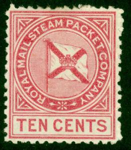 DANISH WEST INDIES 1875 10c ROYAL MAIL STEAM PACKET Co FLAG STAMP MH