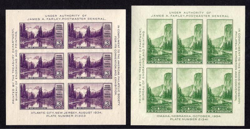 750-751 Mint,OG,NH... Souvenir Sheets... SCV $50.00... Stock Photo