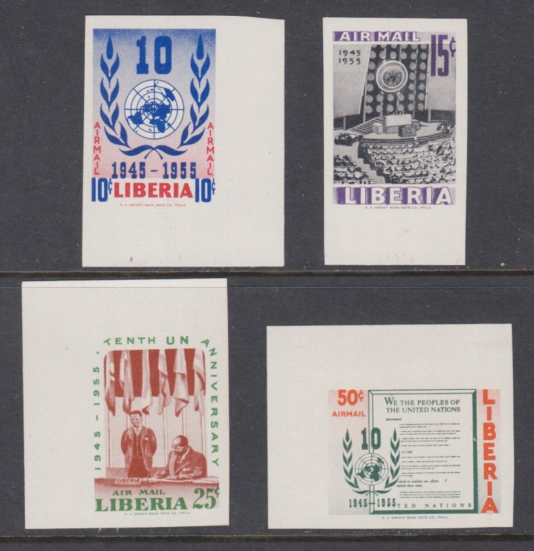 Liberia Sanabria 160-163 MNH. 1955 10th Anniv of UN Charter, fresh, bright, VF+