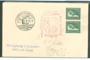 Germany C60 1939 Cover carried on the Zeppelin (LZ130) flight visiting Leipzig on 7 July 1939/with appropriate cachets.