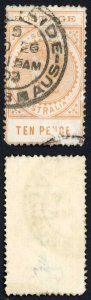 South Australia SG274 10d Dull yellow Thin postage fine used