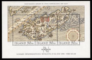 Iceland #740 Cat$14, 1991 Nordia souvenir sheet, never hinged