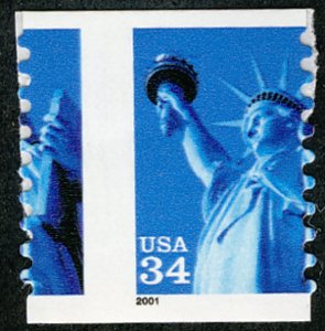 US #3466 MISPERFED, mint never hinged, very fresh and eye boggling misperfed,...