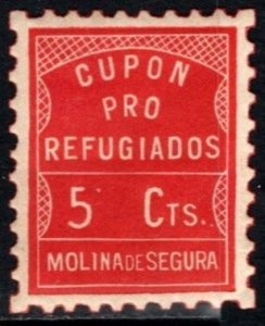 1937 Spain Civil War Charity Poster Stamp 5 Centimos Molina Coupon For Refugees