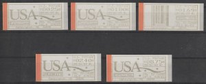 U.S.  Scott# CVP11-15 1989 Computer Vended XF MNH SET