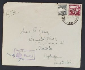 1940 Palestine Australian Army DIV Supply H.Q.P.O. 5.M.I Censored Airmail Cover