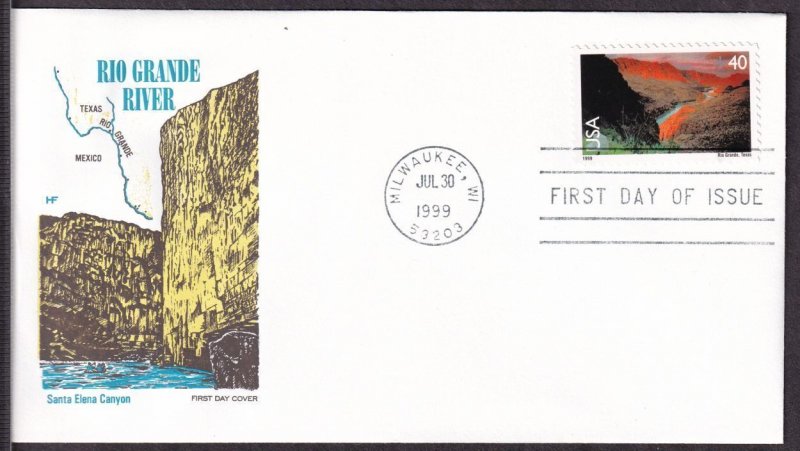 1999 Scenic Rio Grande River Sc C134 airmail 40c FDC House of Farnam cachet