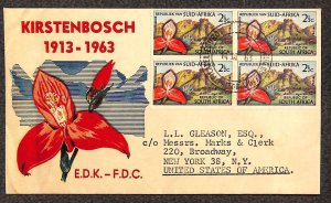 SOUTH AFRICA 284 (x4) KIRSTENBOSCH STAMPS MARKS & CLERK FDC FIRST DAY COVER 1963