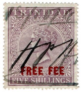 (I.B) Trinidad & Tobago Revenue : Free Fee 5/- (1890)