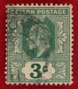 CEYLON Sc 199 USED - 1911 3c King Edward VII