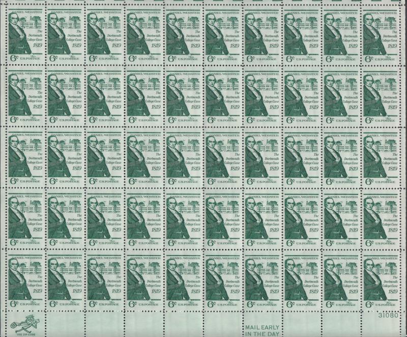 US #1380   Dartmouth College   Full sheet of 50  MNH