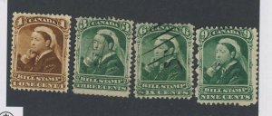 12x Canada Bill Stamps FB37-1c 40-3c 43-6c 46-9c 50-40c 52-$1 6x 43-6c GV=$65.00