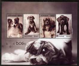 Guyana 2007 Dogs perf sheetlet of 4 unmounted mint, SG 6622a
