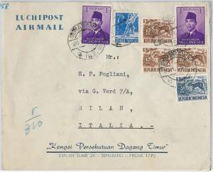 59345 -   INDONESIA - POSTAL HISTORY: COVER to ITALY - 1958 - ANIMALS