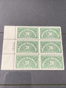 US QE3 Special Handling Plate Block Of 6 Very Fine Mint Never Hinged