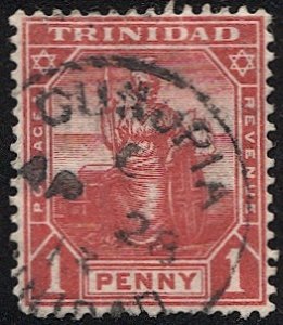 TRINIDAD 1909  Sc 106  1d  Used, Cunupia 1913 postmark/cancel