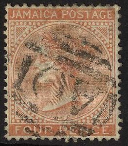 Jamaica SG11 4d Red-orange wmk Crown CC Fine used cat 6.50 pounds