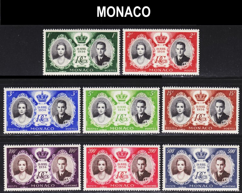 Monaco Scott 366-70, C46-48 complete set F to VF mint OG NH.