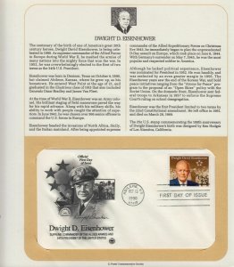 1990 Dwight D. Eisenhower 34th President Sc 2513 with PCS info page Art Craft