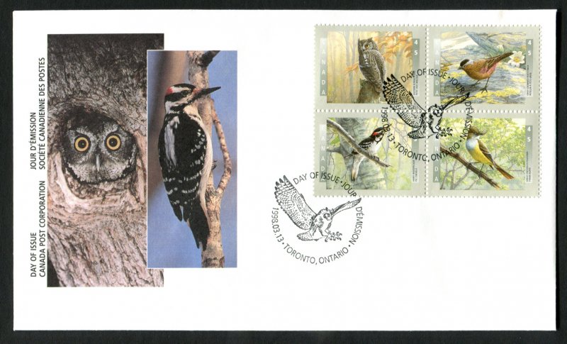 1713a Canada  45c Birds of Canada blk/4 official FDCs