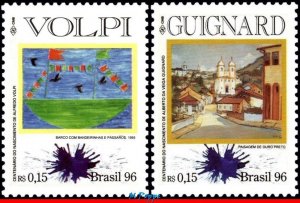 2573-74 BRAZIL 1996 PAINTING FROM VOLPI AND GUIGNARD, ART MI# 2690-91 C-1988 MNH