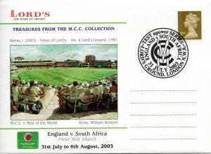 2003 MCC Lord's England V South Africa Commemorative Cover with Postcard