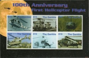 Gambia 2007 - Helicopters - Sheet of 6 stamps - Scott #3073 - MNH