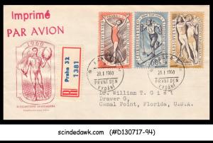 CZECHOSLOVAKIA - 1960 SPORTS / GYMNASTIC SKIING BASKETBALL - 3V FDC REGISTERED