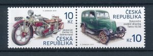 [113671] Czech Republic 2013 Railway engine car Tatra motorcycle Pair MNH