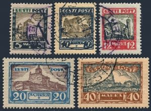 Estonia B15-B19,used/CTO. Semi-postal 1927.Views:Kuressaare,Tartu,Narva,Tallinn.