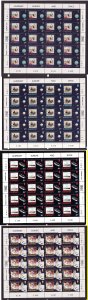 Guernsey-Sc#449-52-four unused NH sheets-Europa-Space-Sputnik-Man on Moon-1991-