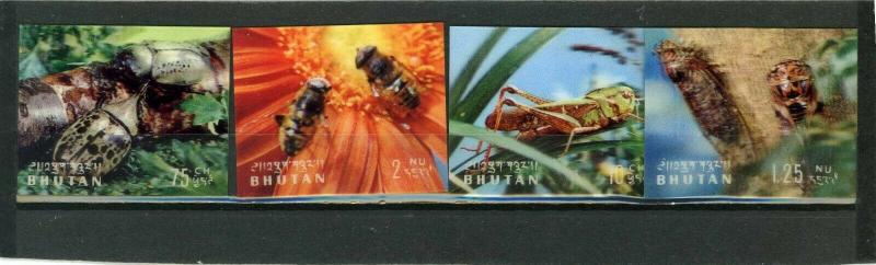 BHUTAN 1969 Sc#101-101C FAUNA/INSECTS SET OF 4 STAMPS 3D MNH