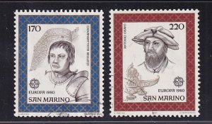 San Marino   #985-986  used  1980    Europa Belluzzi and Orafo